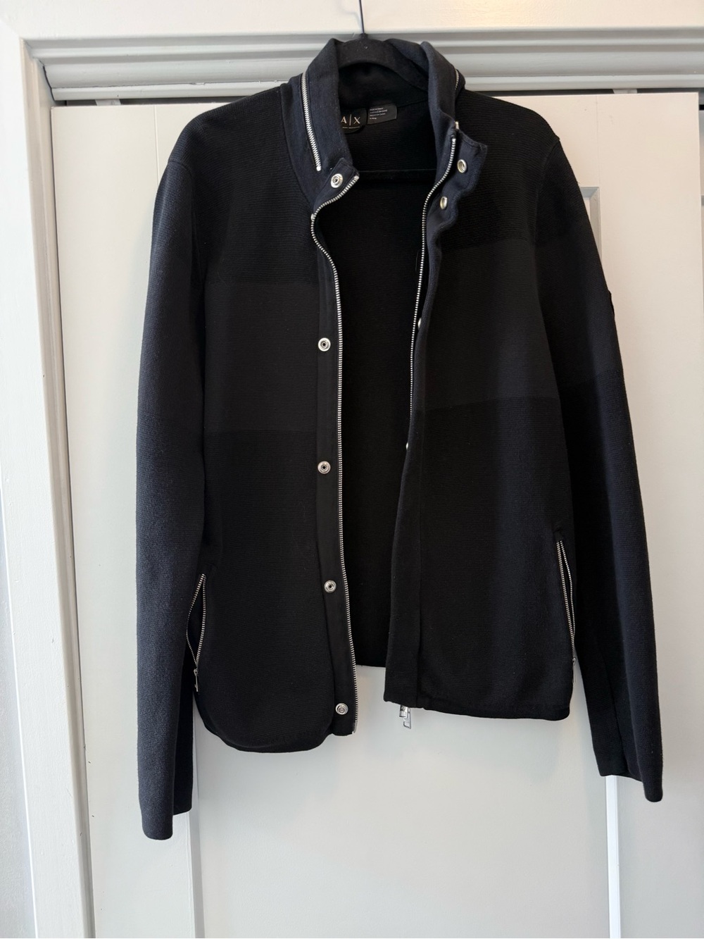 Armani Exchange Men's Black Lightweight Zip & Snap Jacket